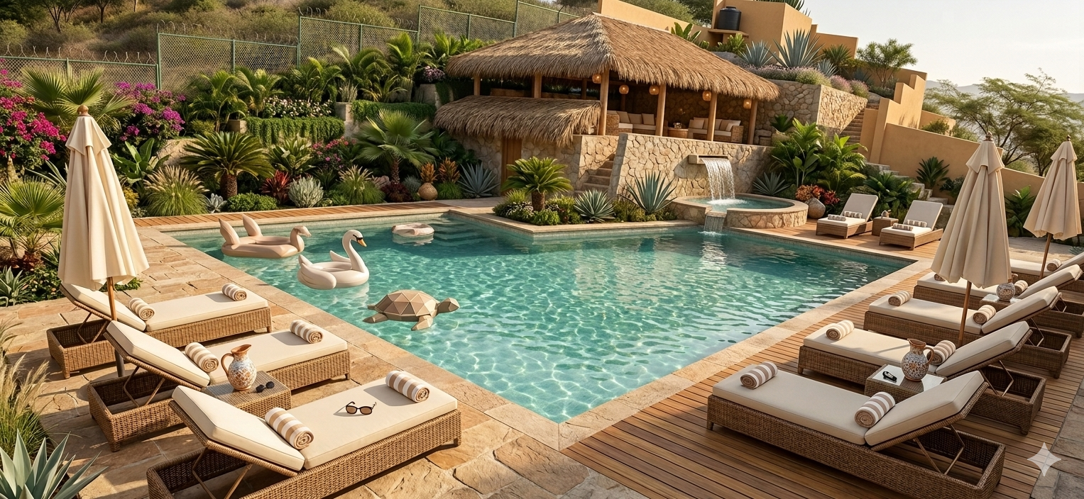 Zona de piscina del Hotel Logístico Santa Marta